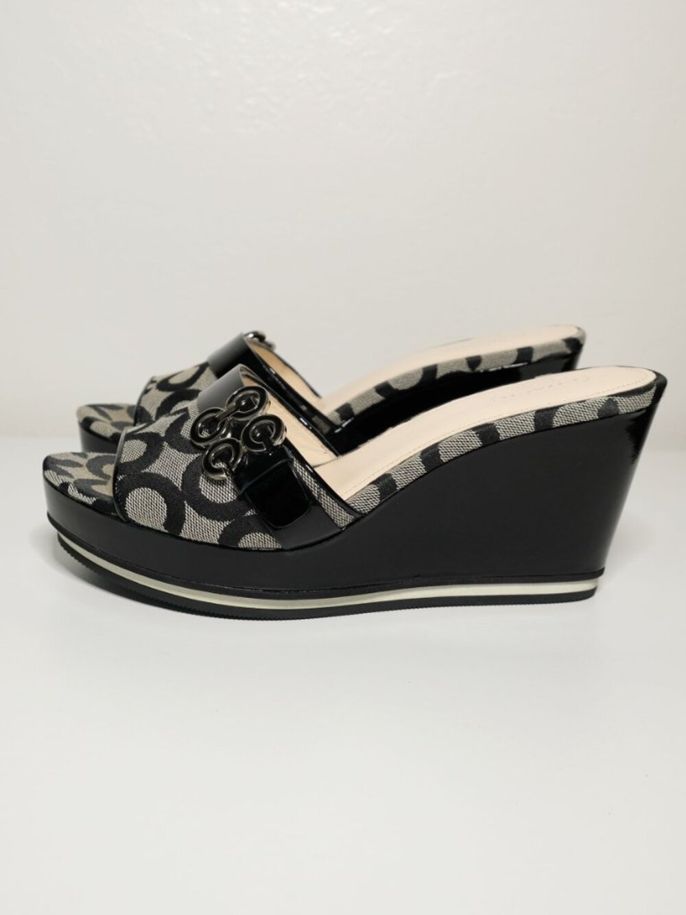 Y2K Coach Platform Wedge Sandals, Excellent Condition, A0121, Geri, Black, 8.5 M - Picture 7 of 15